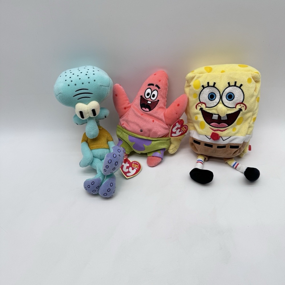 SpongeBob SquarePants Ty Beanie Babies Lot Of 3